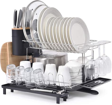 stainless steel 304 cabinet kitchen double layer dish rack|Kingrack 2 Tier Dish Rack,304 Stainless Steel Dish Drainer,Large .